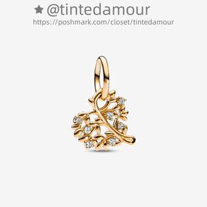 Pandora Sparkling Heart & Family Tree Dangle Charm|Gold
